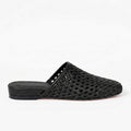 The Dual Stride Black Woven Leather Mules