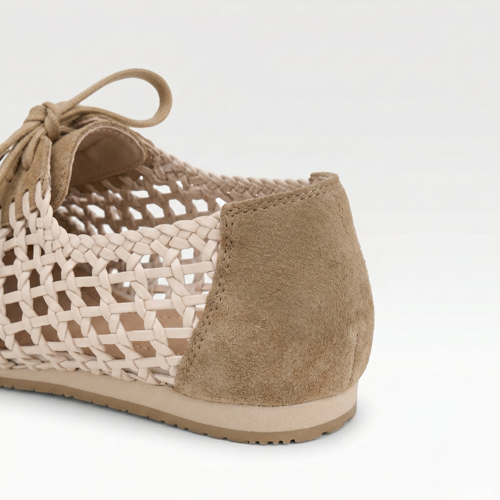 The Dual Stride Khaki Open-Weave Suede Flats