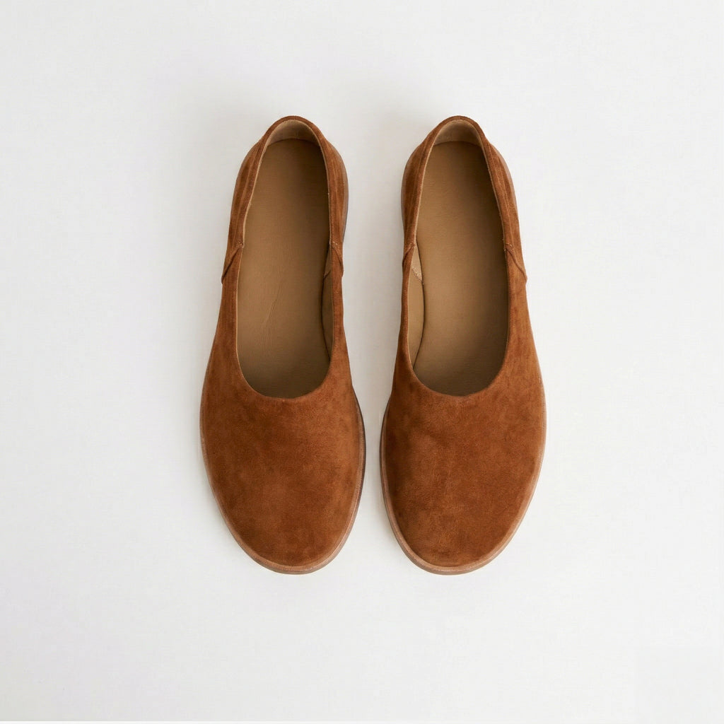 The Dual Stride Orange Minimalist Leather Slip-On Shoes