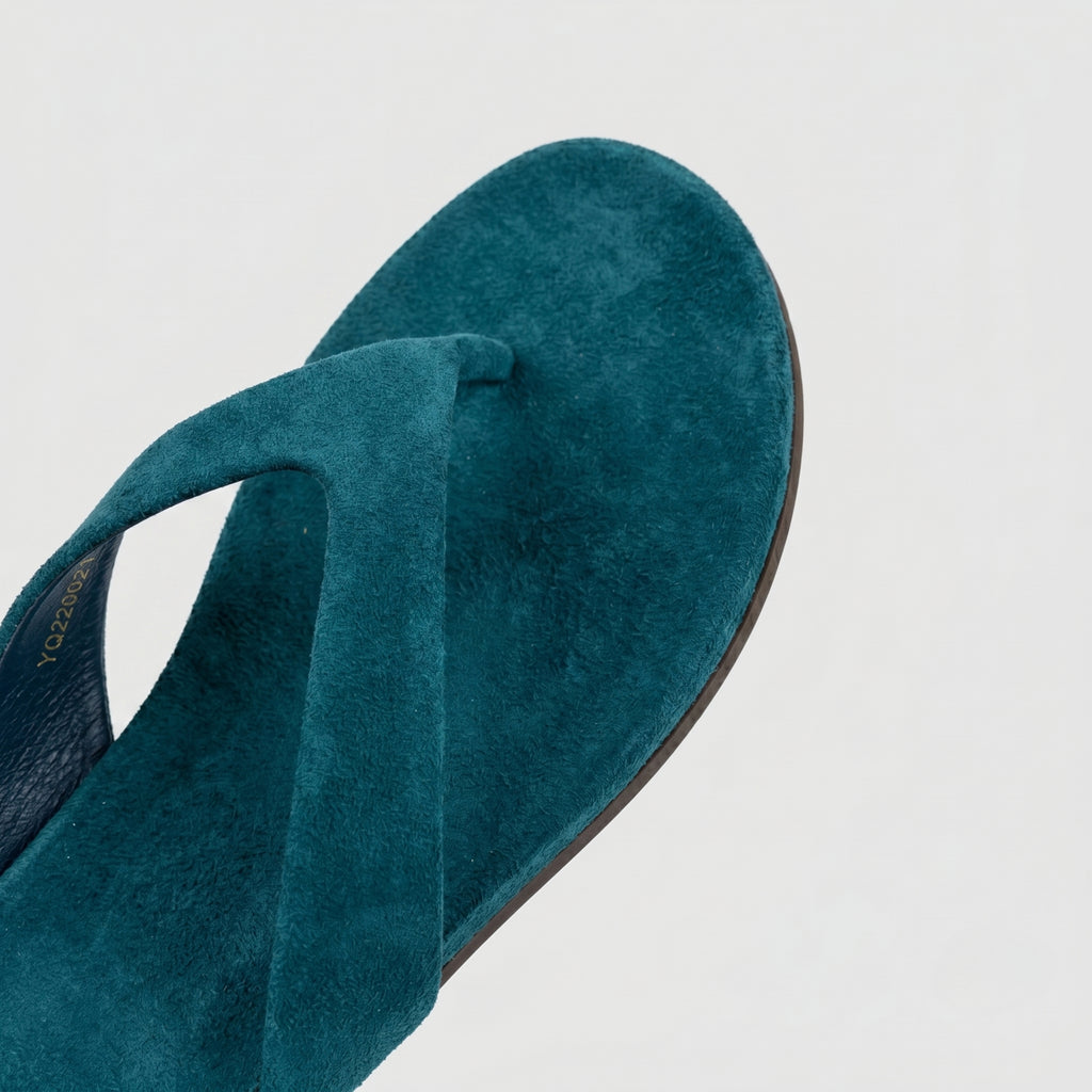 The Dual Stride Deep Teal  Premium Suede Thong Sandals