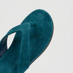 The Dual Stride Deep Teal  Premium Suede Thong Sandals