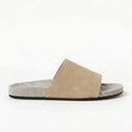 The Dual Stride Beige Minimalist Suede Slide Sandals