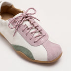 The Dual Stride White Casual Retro Low-Top Sneakers