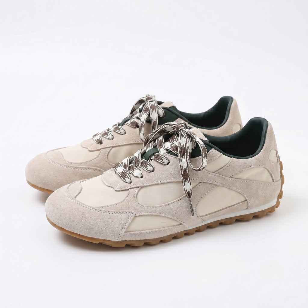 The Dual Stride Women‘s Beige Retro Suede Sneakers