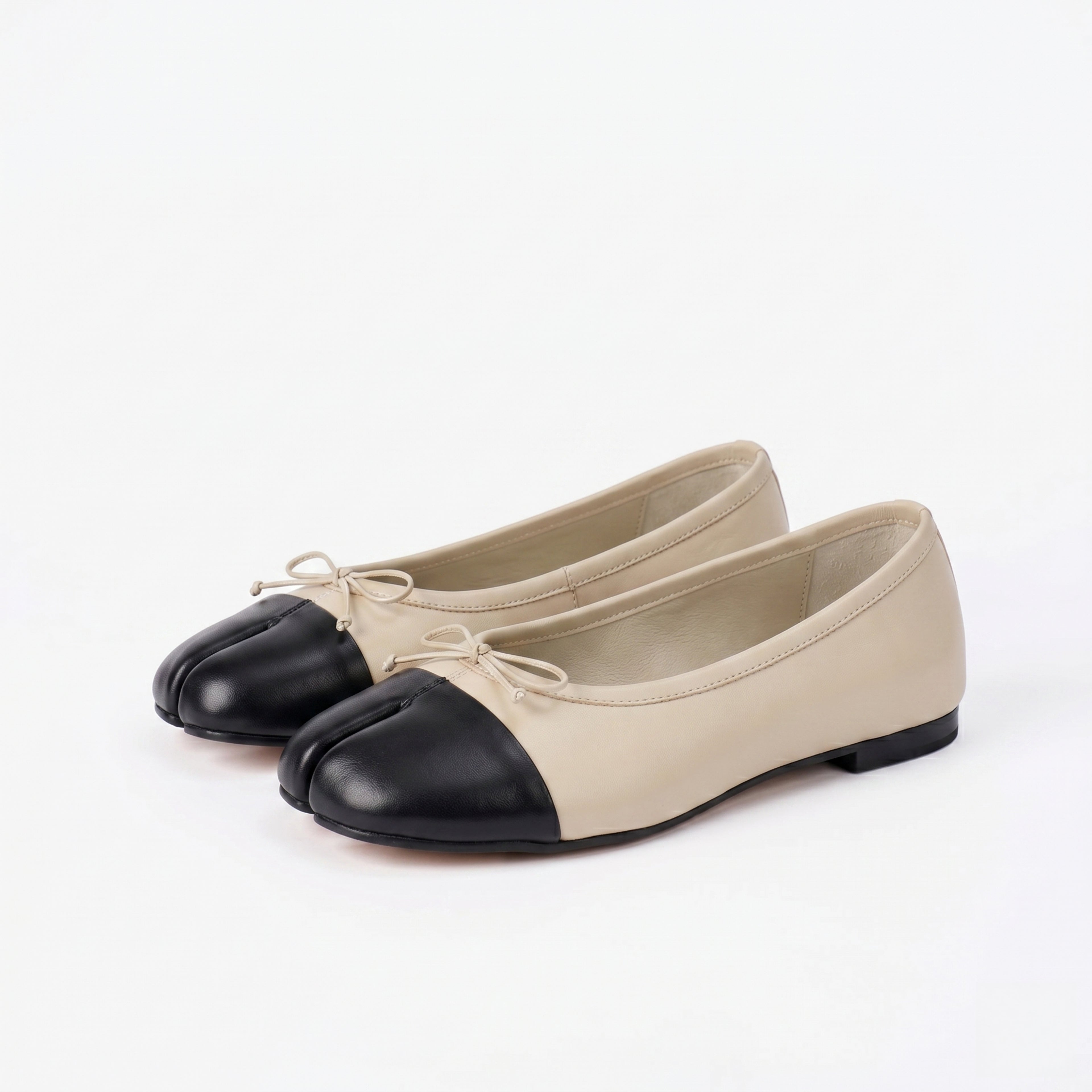 The Dual Stride Soft Beige Lambskin Split-Toe Flats
