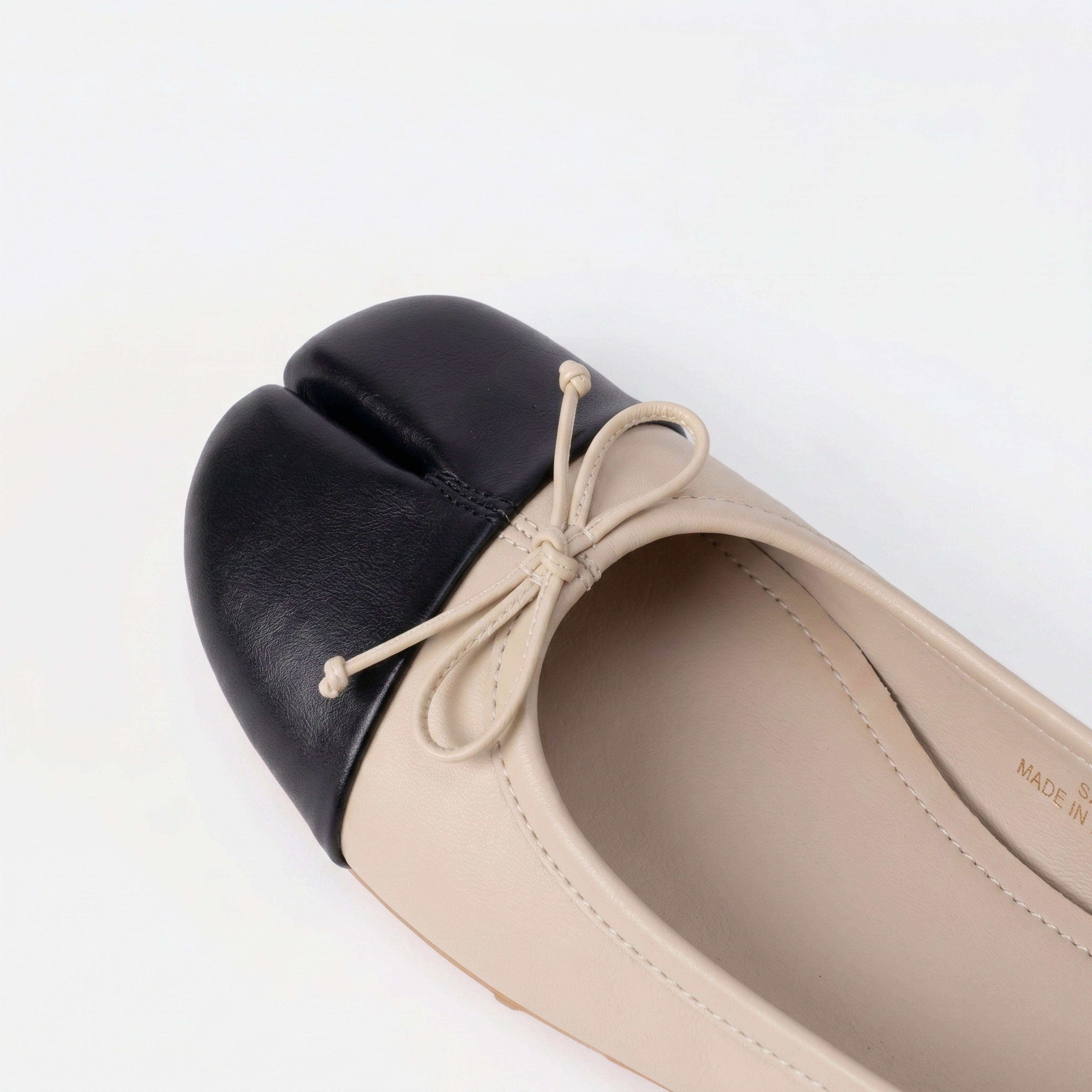 The Dual Stride Soft Beige Lambskin Split-Toe Flats