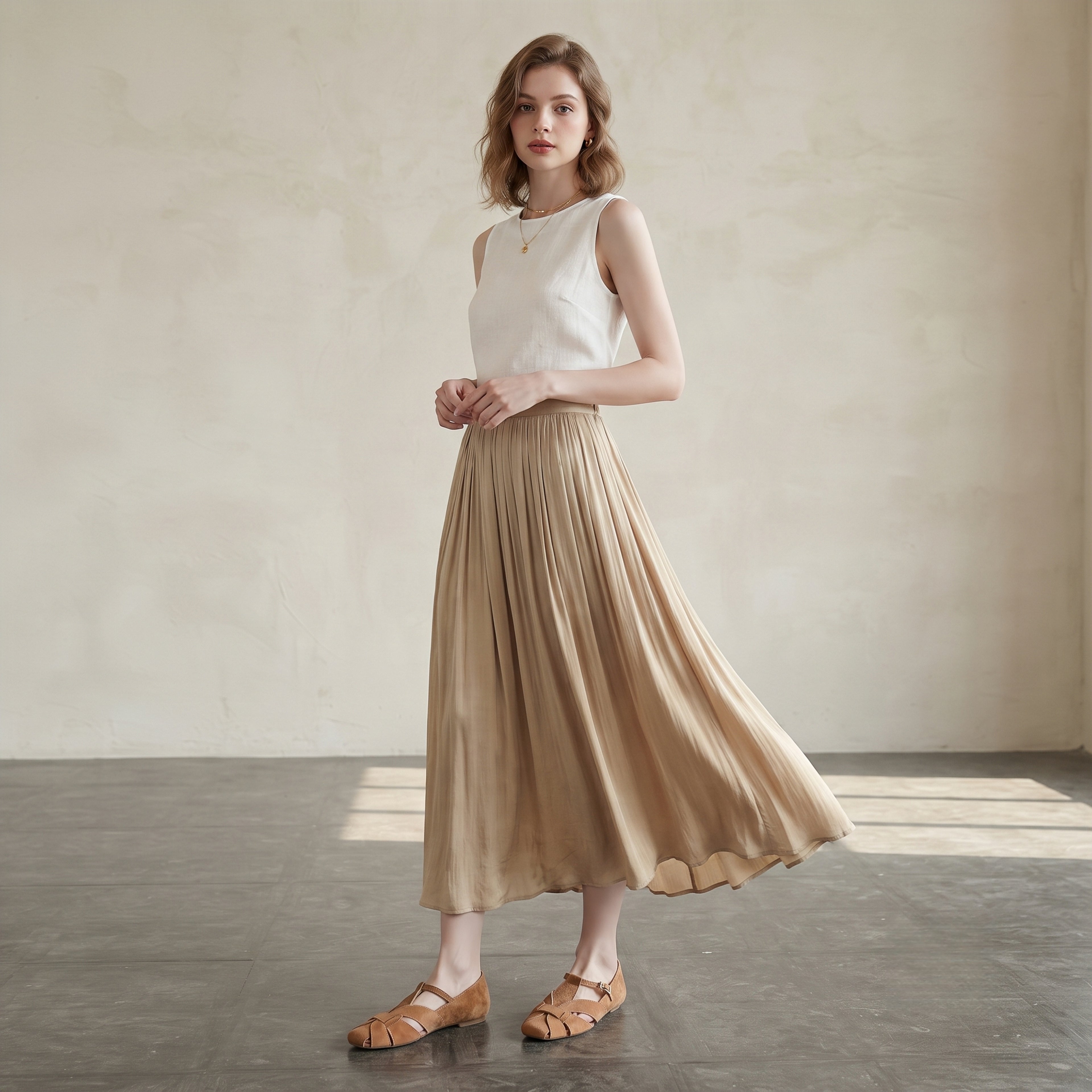 The Dual Stride Brown Handcrafted Suede T-Strap Flats