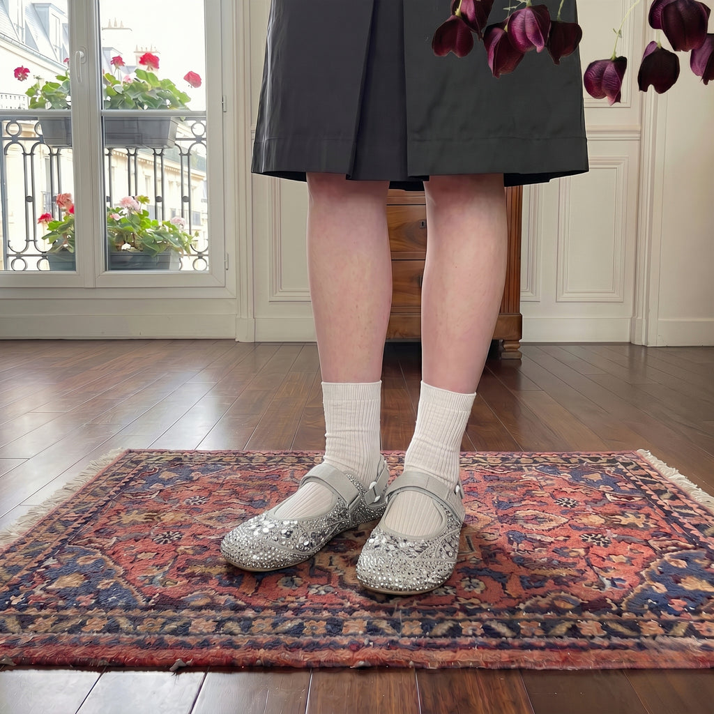 The Dual Stride Silver Rhinestone & Sequin Sporty Mary Janes