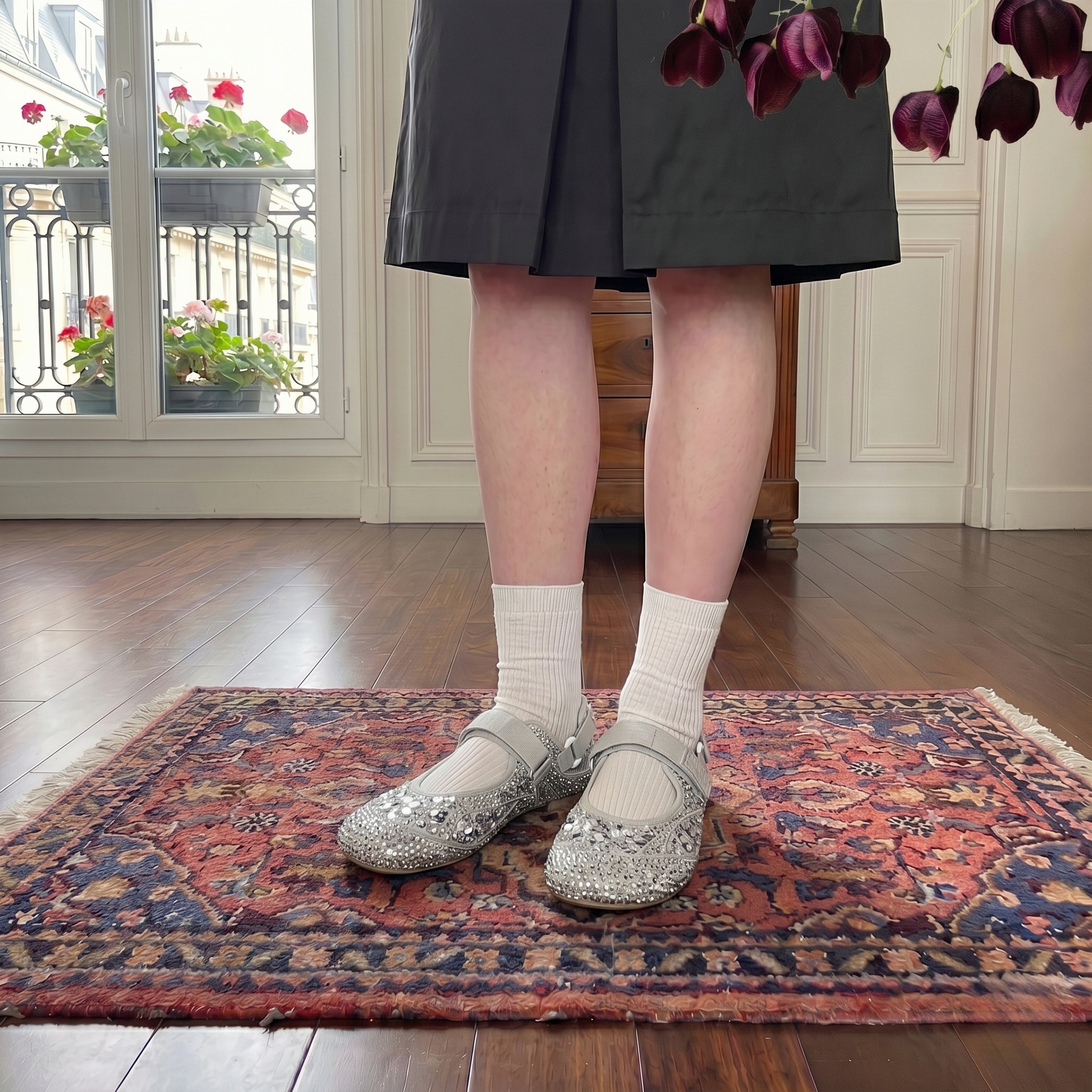 The Dual Stride Silver Rhinestone & Sequin Sporty Mary Janes
