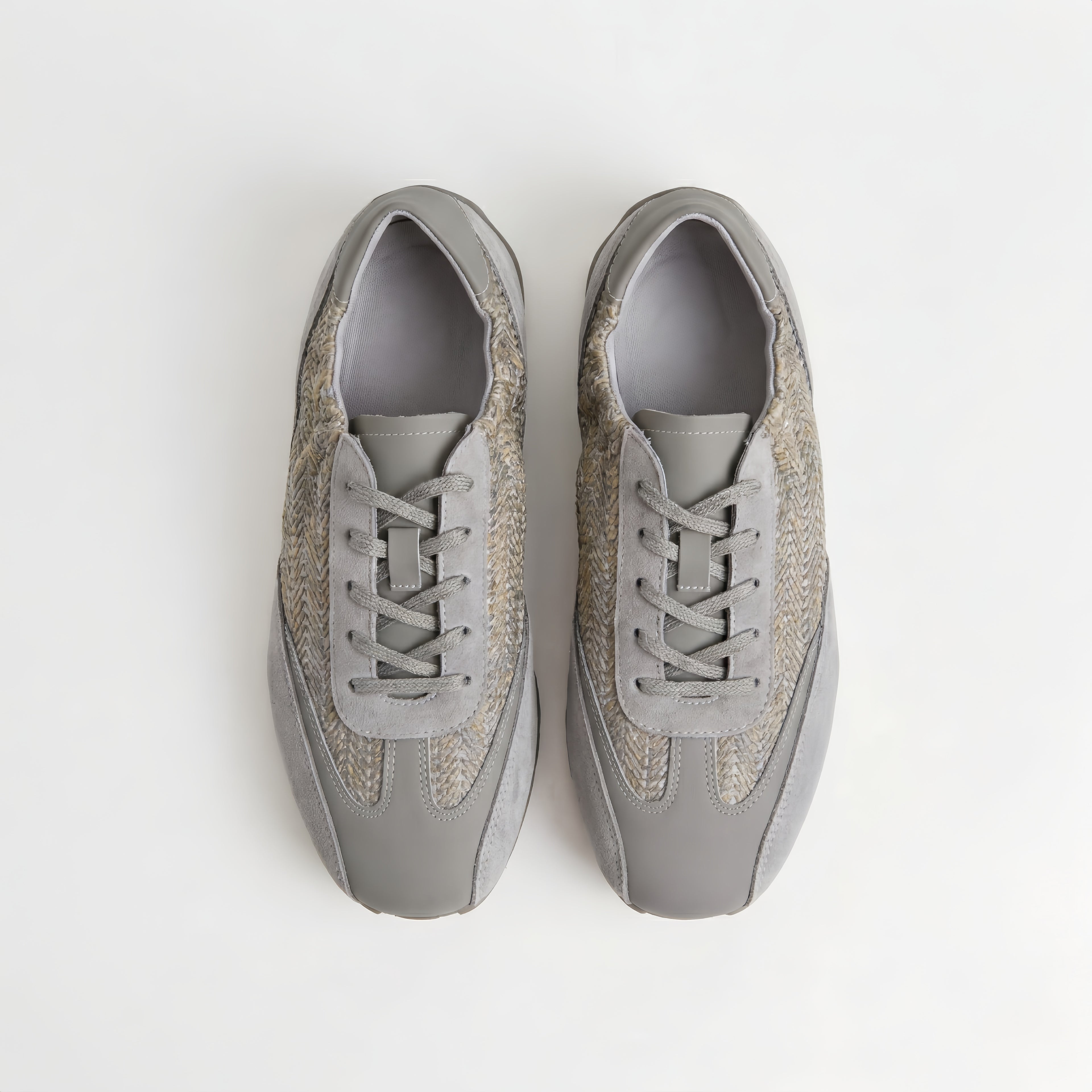 The Dual Stride Gray Woven Pattern Multi-Textured Leisure Trainers