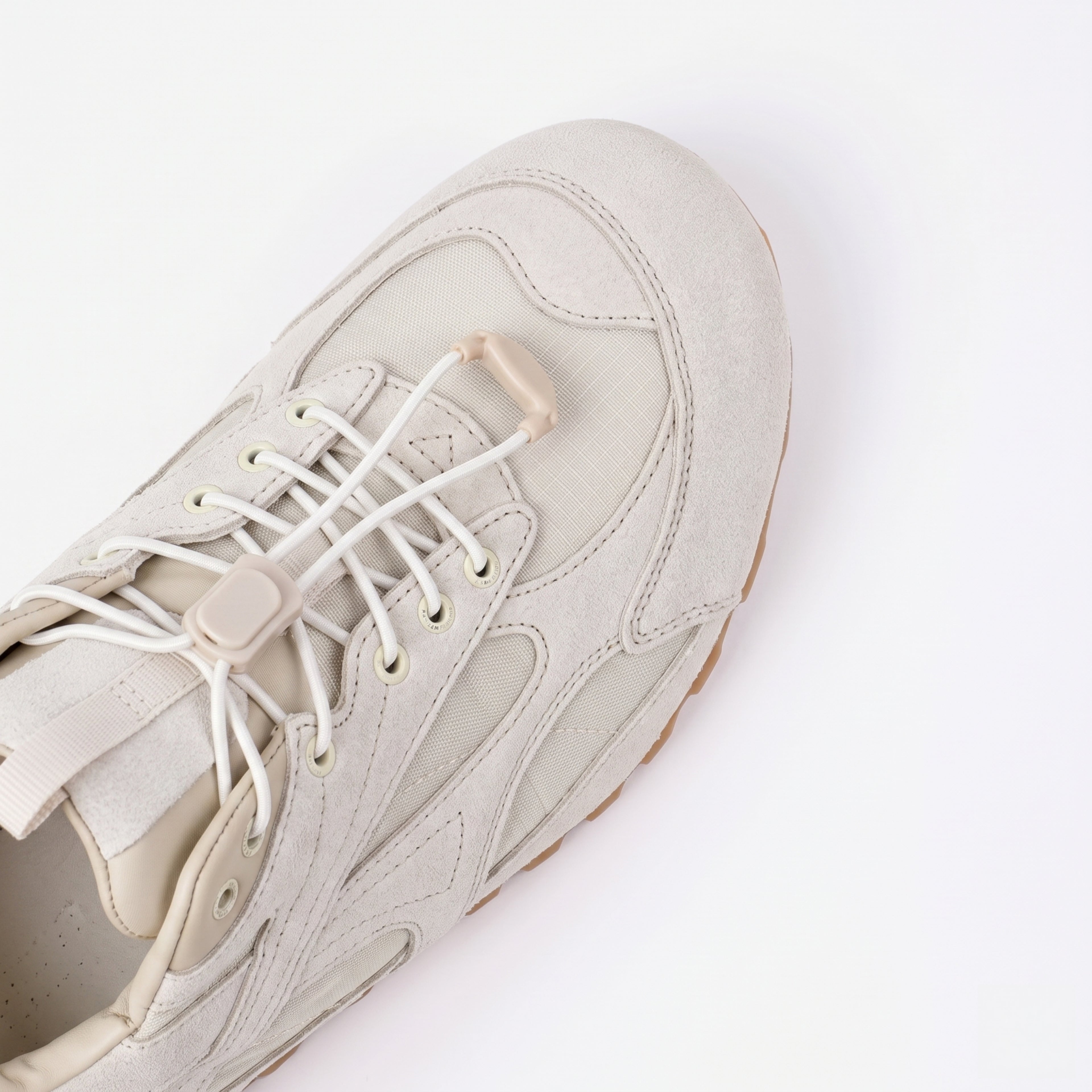 The Dual Stride Men's White Suede & Mesh Performance Sneakers