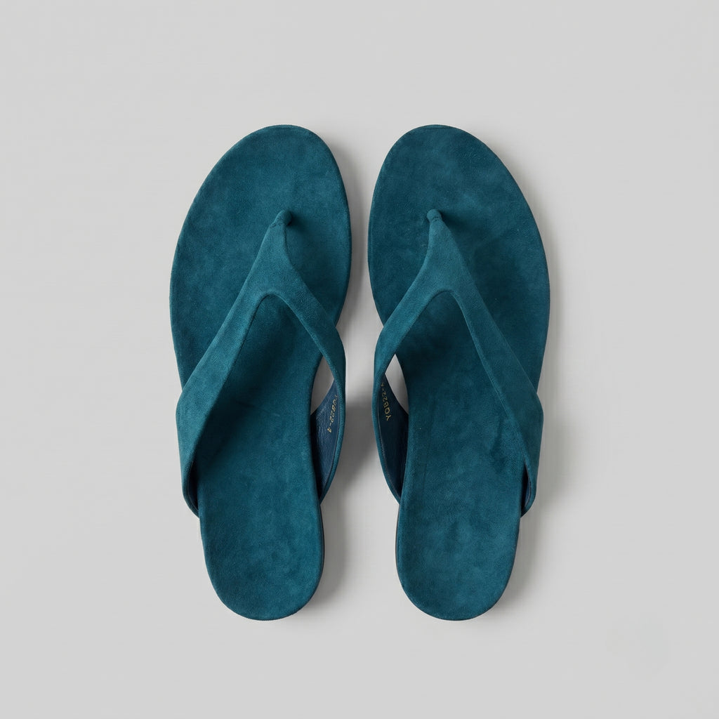 The Dual Stride Deep Teal  Premium Suede Thong Sandals