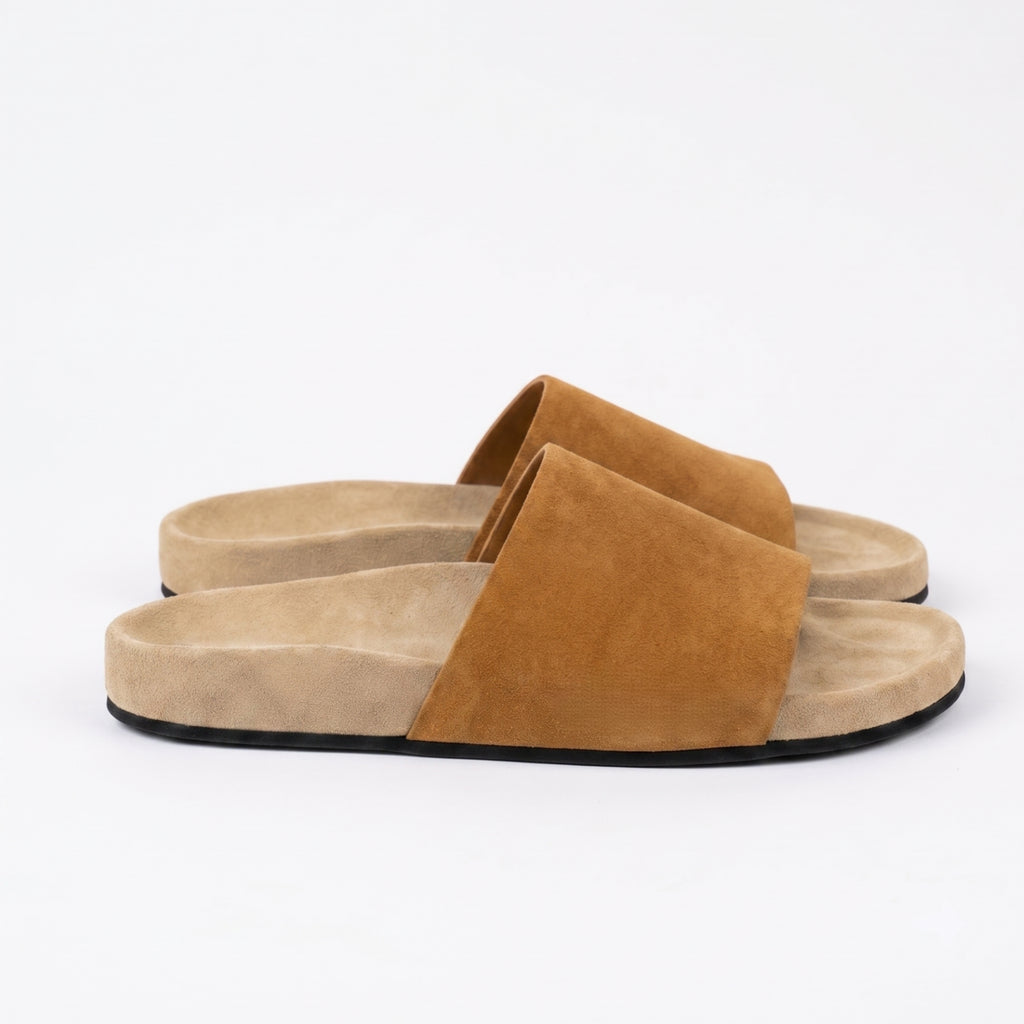 The Dual Stride Sand Minimalist Suede Slide Sandals