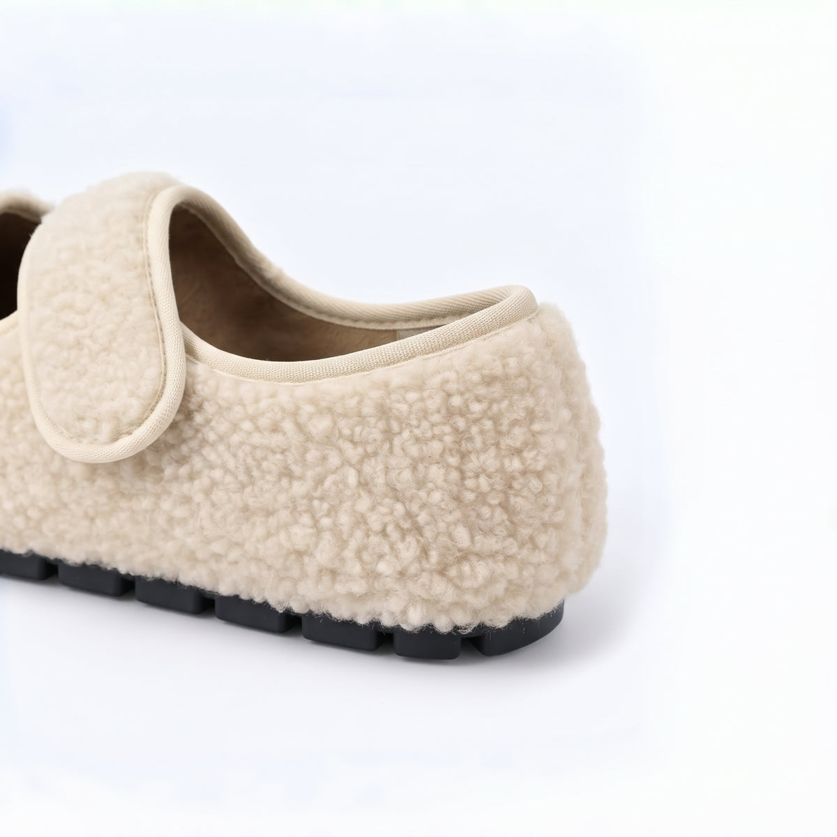 The Dual Stride  White  Cozy Fleece Mary Jane Flats
