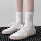 The Dual Stride Women's White Lace-up Mary Jane Flats