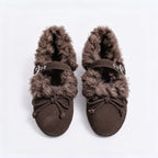 The Dual Stride Women's Faux Fur Trim Suede Mary Jane Flats