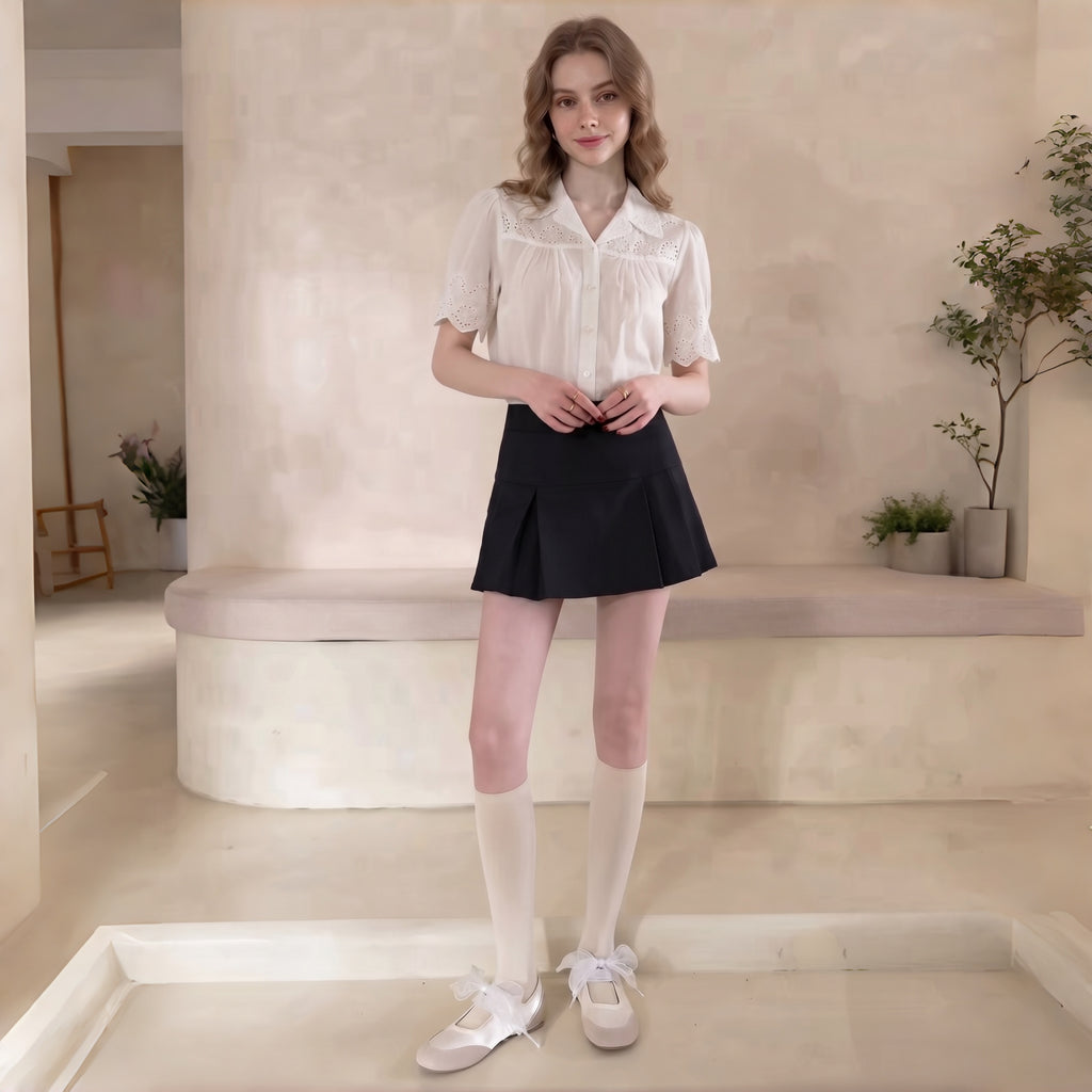 The Dual Stride Women's White Lace-up Mary Jane Flats