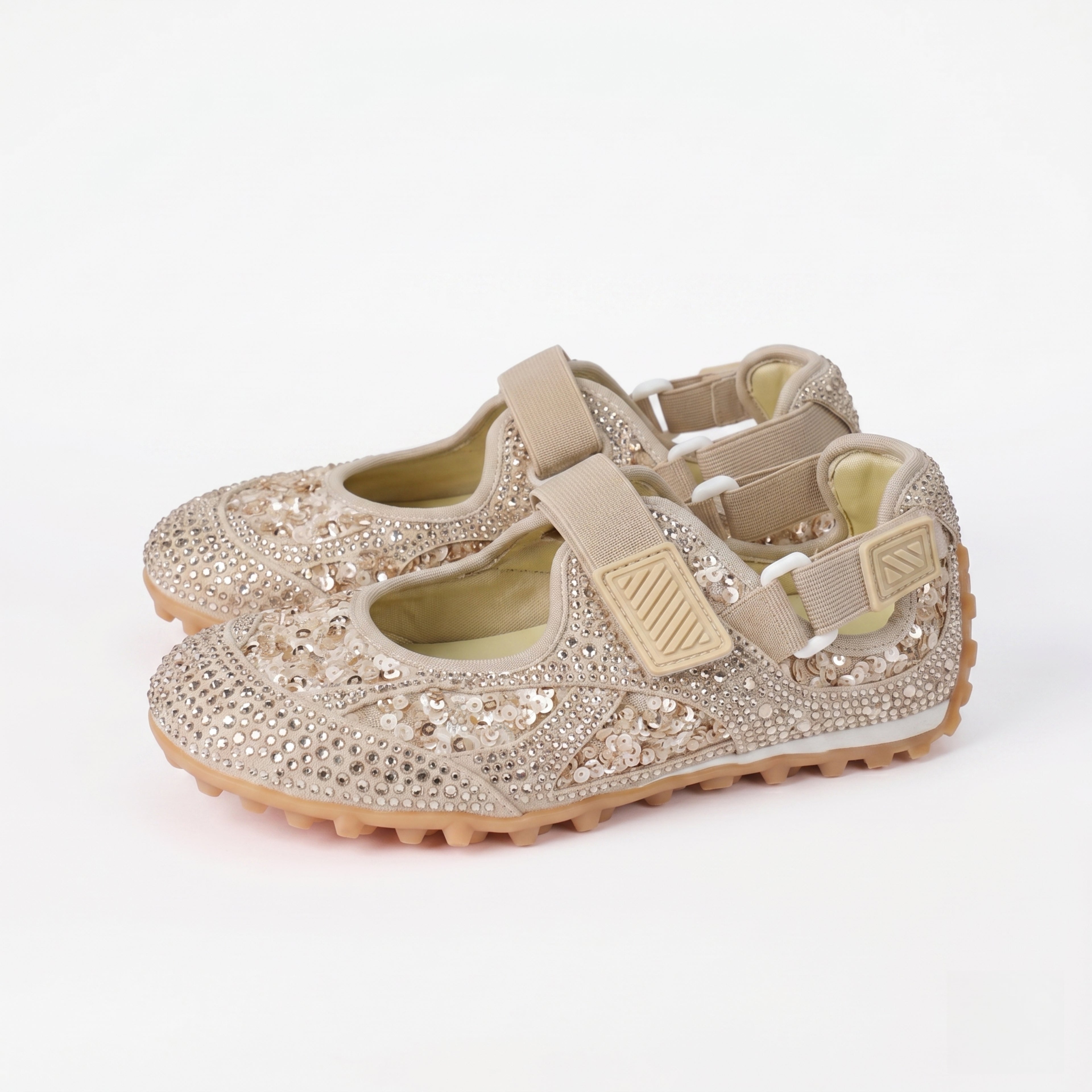 The Dual Stride Gold Rhinestone & Sequin Sporty Mary Janes