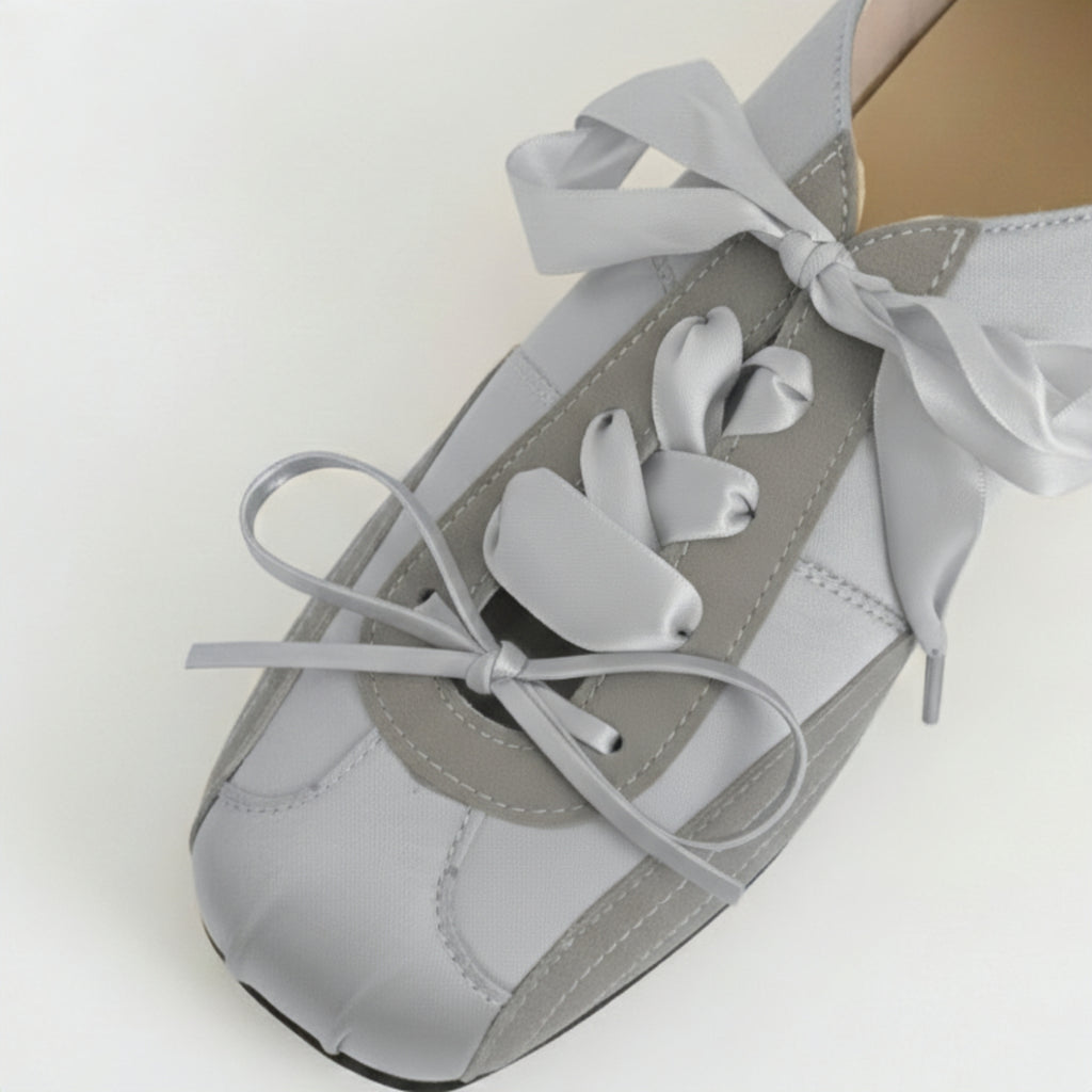 The Dual Stride Women's Silver Ballet Satin Shoes