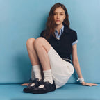 The Dual Stride Women's Black Lace-up Mary Jane Flats