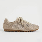 The Dual Stride Beige Sparkling Rhinestone Mesh Sneakers
