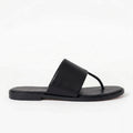 The Dual Stride Black Calfskin Thong Sandals