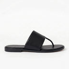 The Dual Stride Black Calfskin Thong Sandals