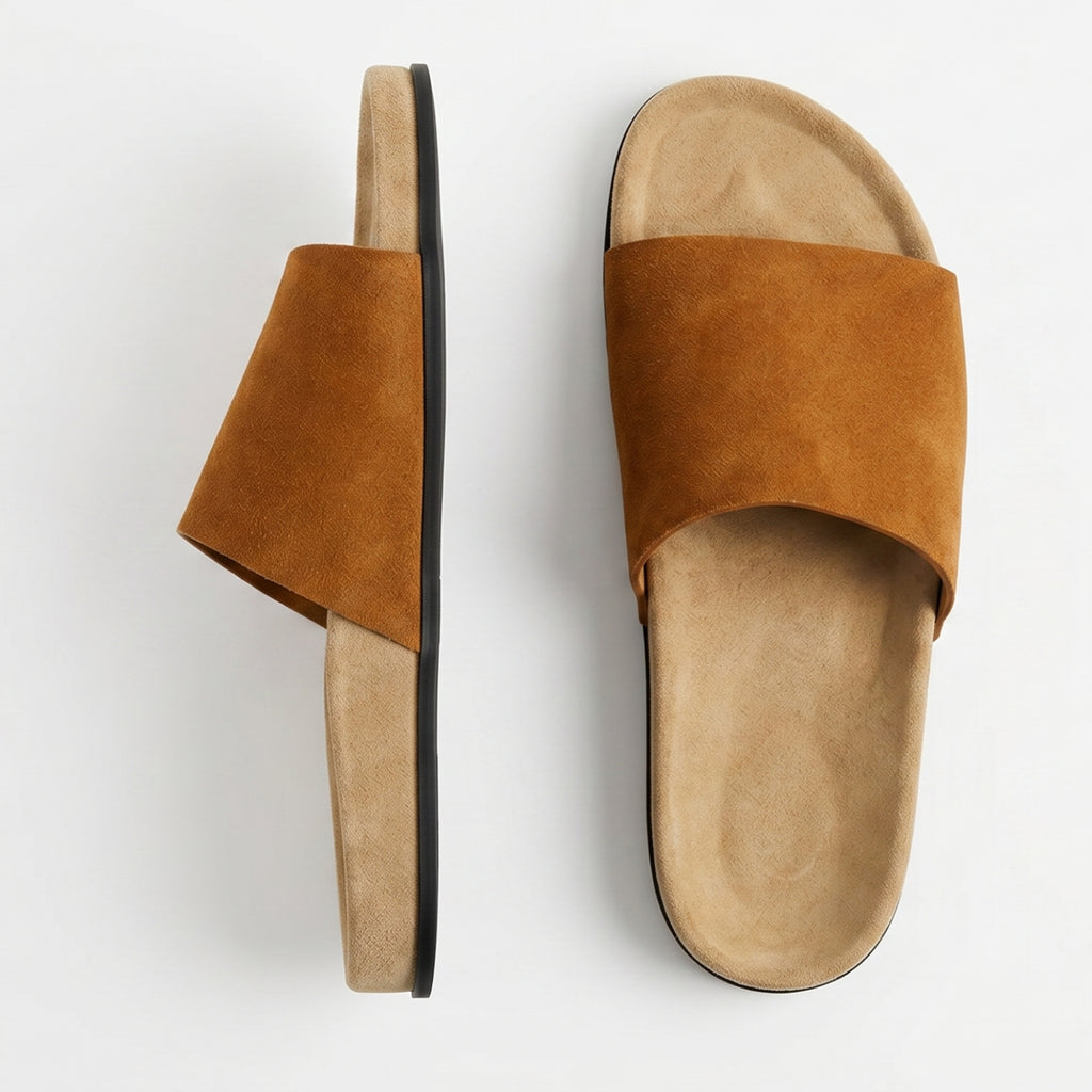 The Dual Stride Sand Minimalist Suede Slide Sandals