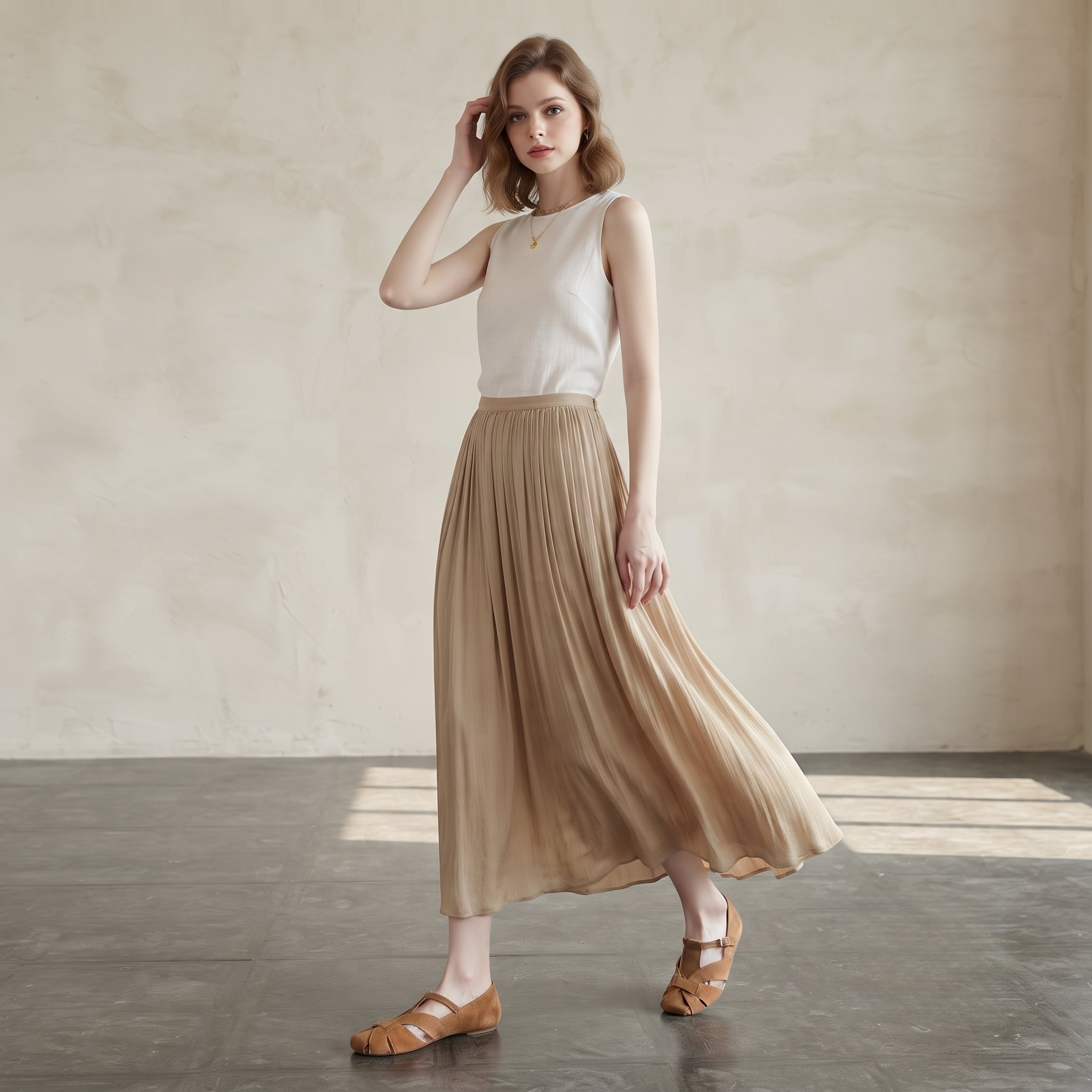The Dual Stride Brown Handcrafted Suede T-Strap Flats