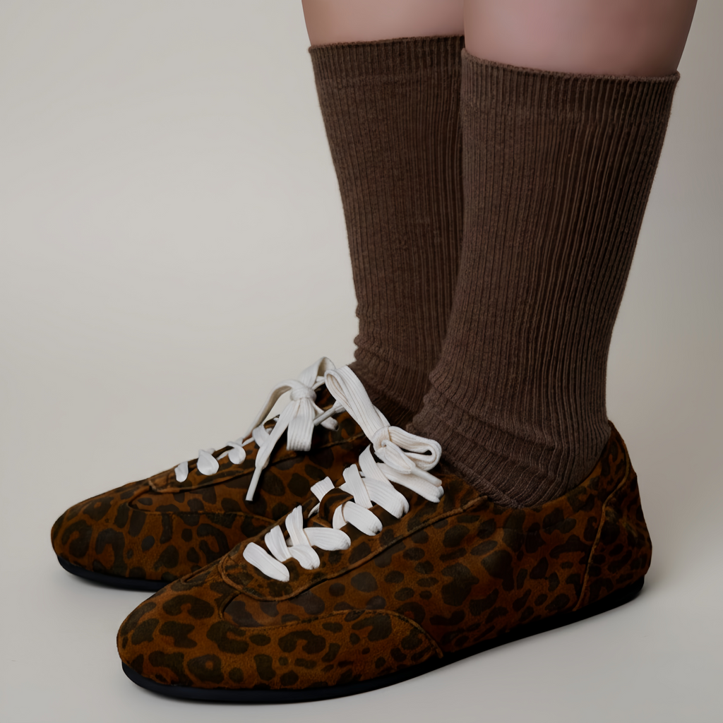 The Dual Stride Women's Leopard Print Suede Ballet Sneakers