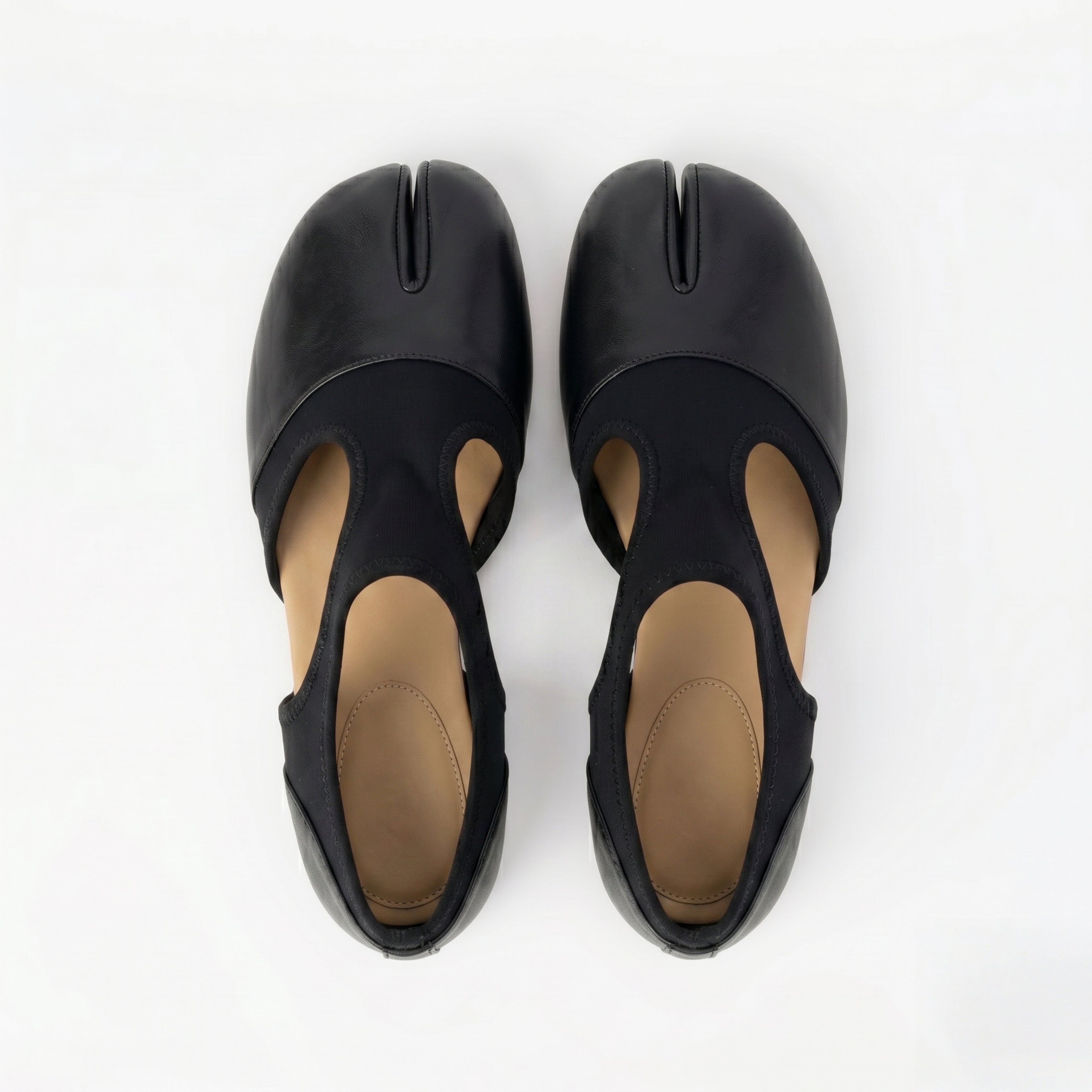The Dual Stride Black Modern Minimalist Tabi-Style Flats