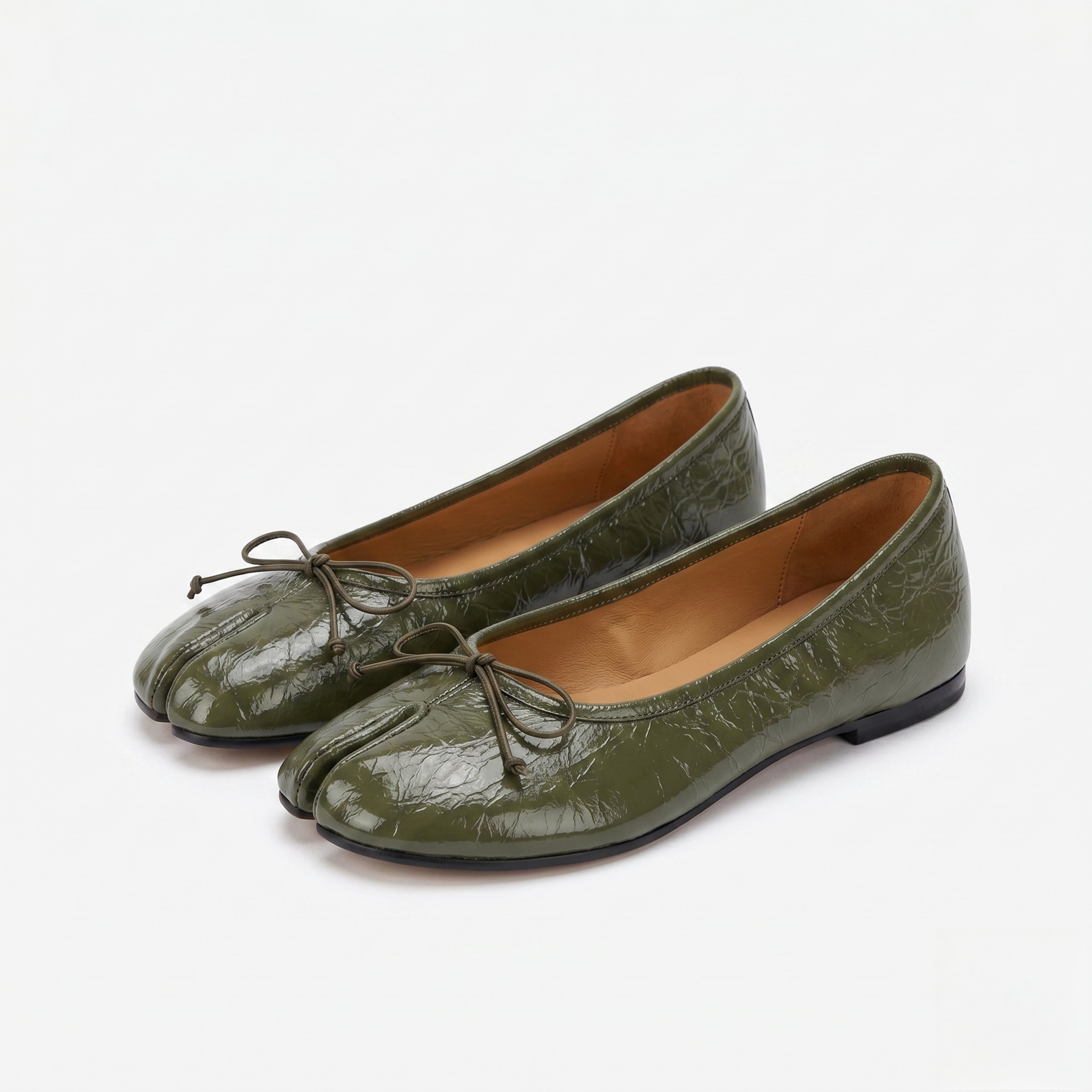 The Dual Stride Olive Green Split-Toe Ballet Flats