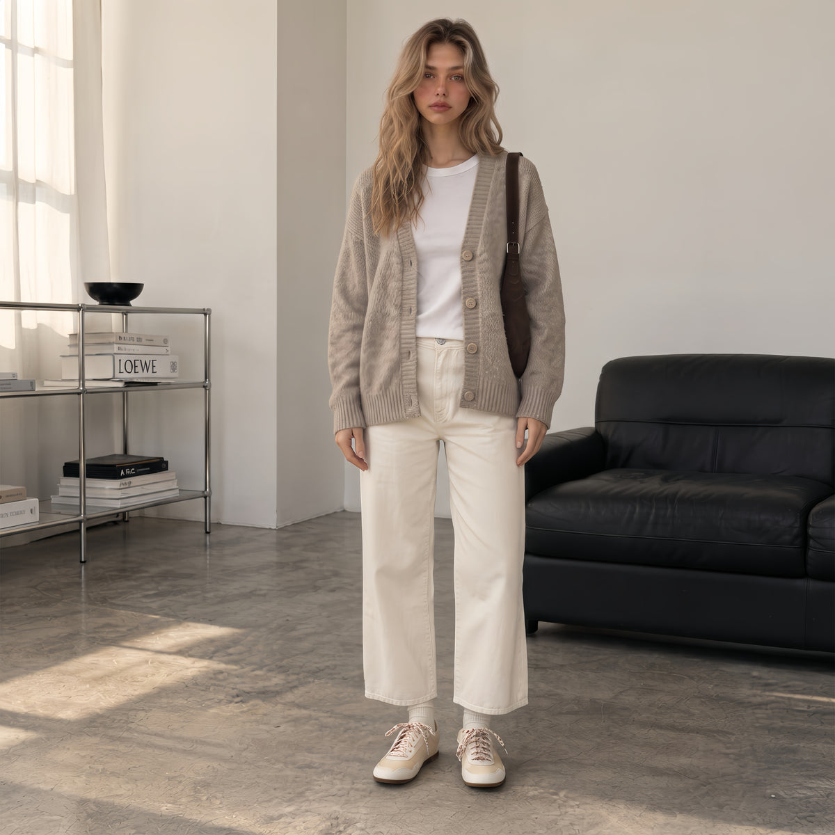 The Dual Stride white Suede Retro Sneakers