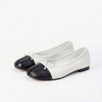 The Dual Stride Soft White Lambskin Split-Toe Flats