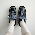 The Dual Stride Women‘s Retro Black Suede Sneakers