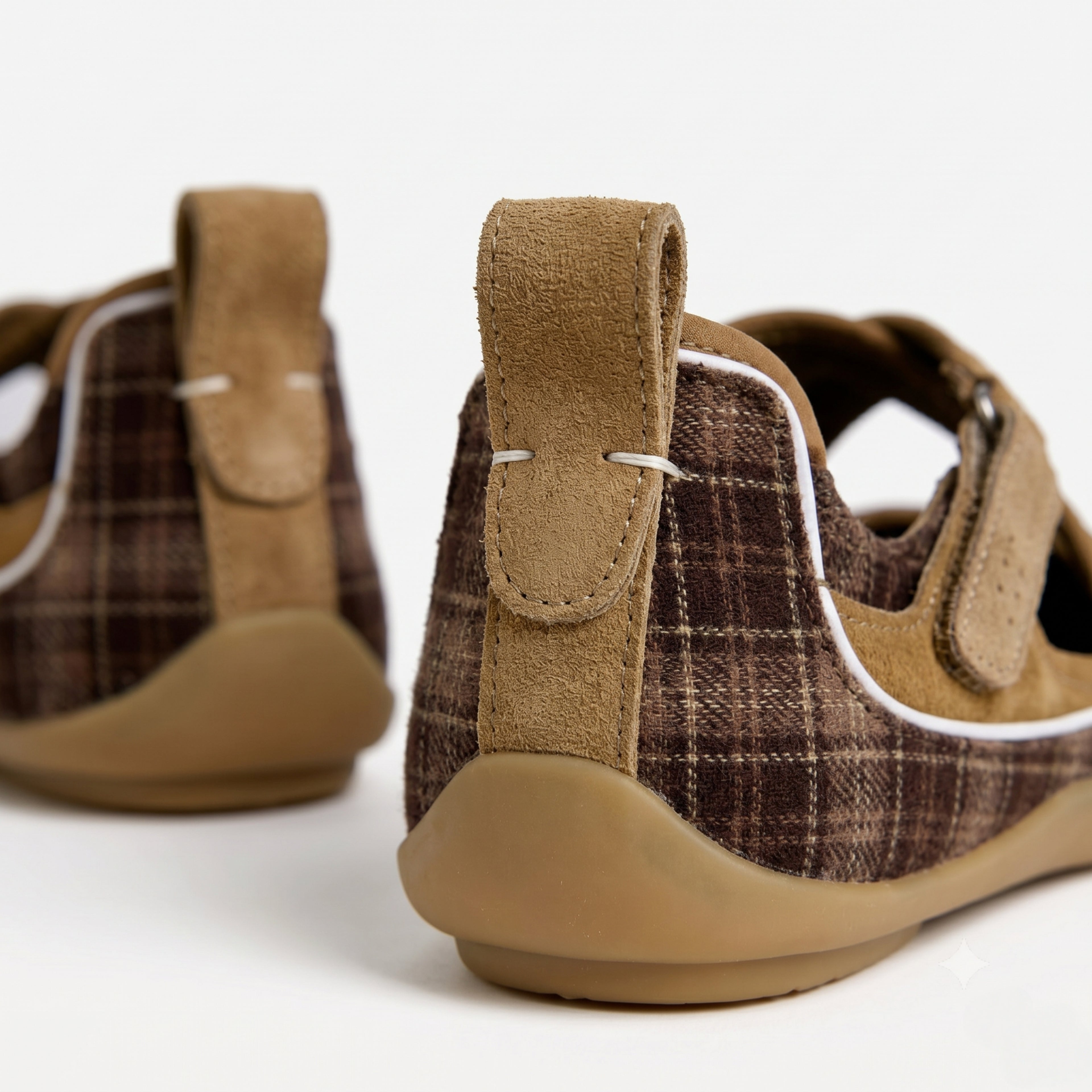 The Dual Stride Brown Vintage Plaid Tabi Mary Janes