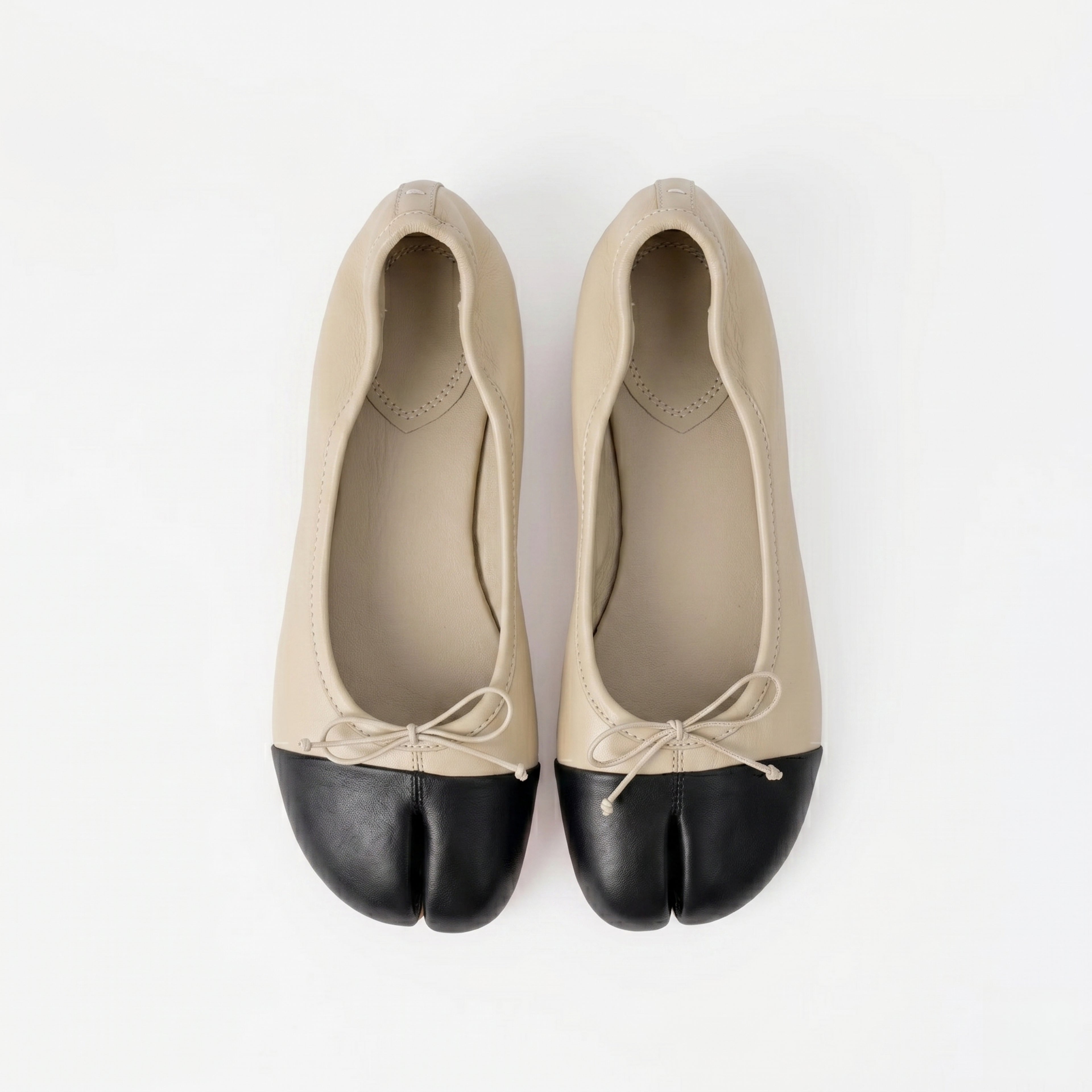 The Dual Stride Soft Beige Lambskin Split-Toe Flats