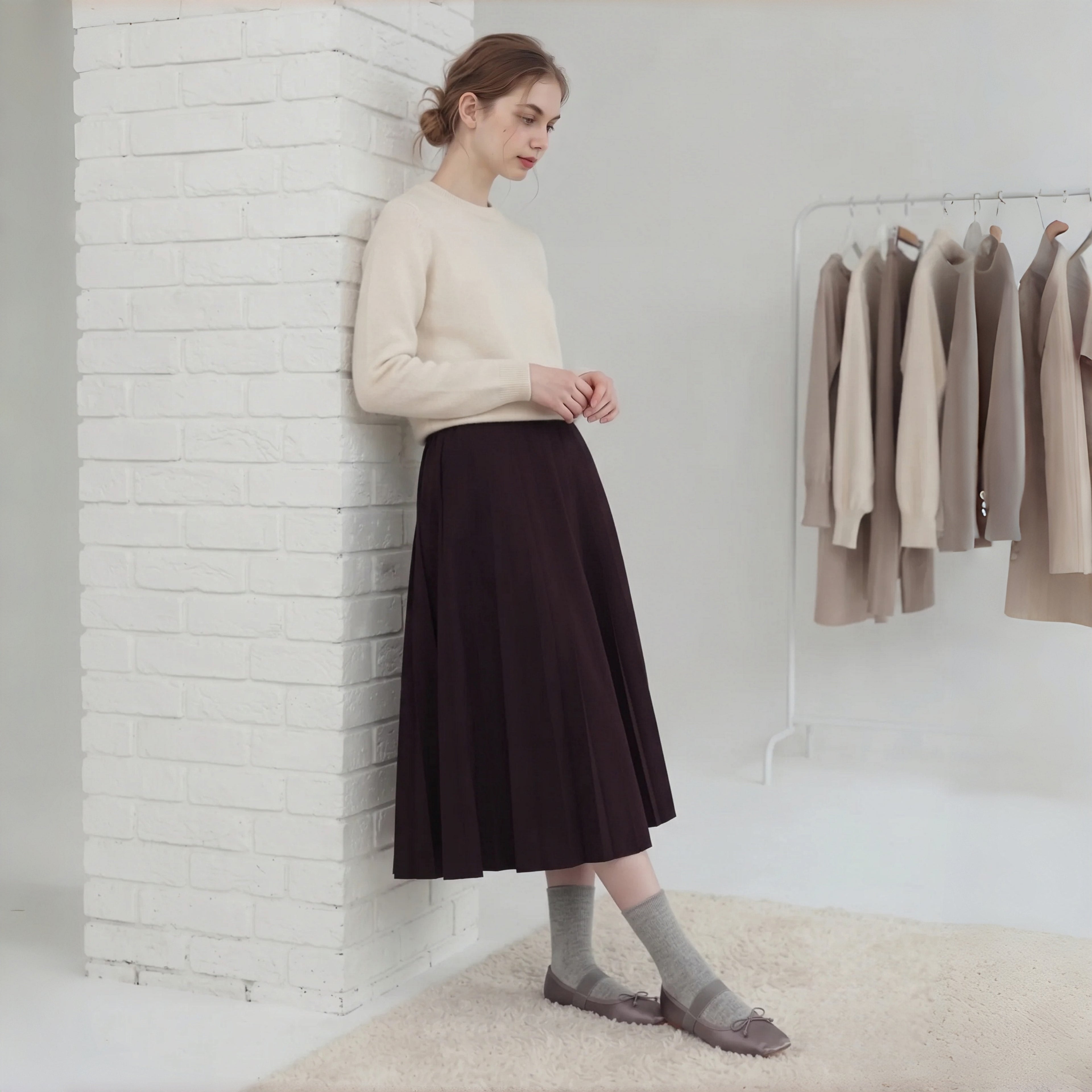 The Dual Stride Sliver Satin Mary Jane Ballet Flats