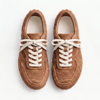 The Dual Stride Women's Brown Suede Retro Lace-Up Casual Sneakers