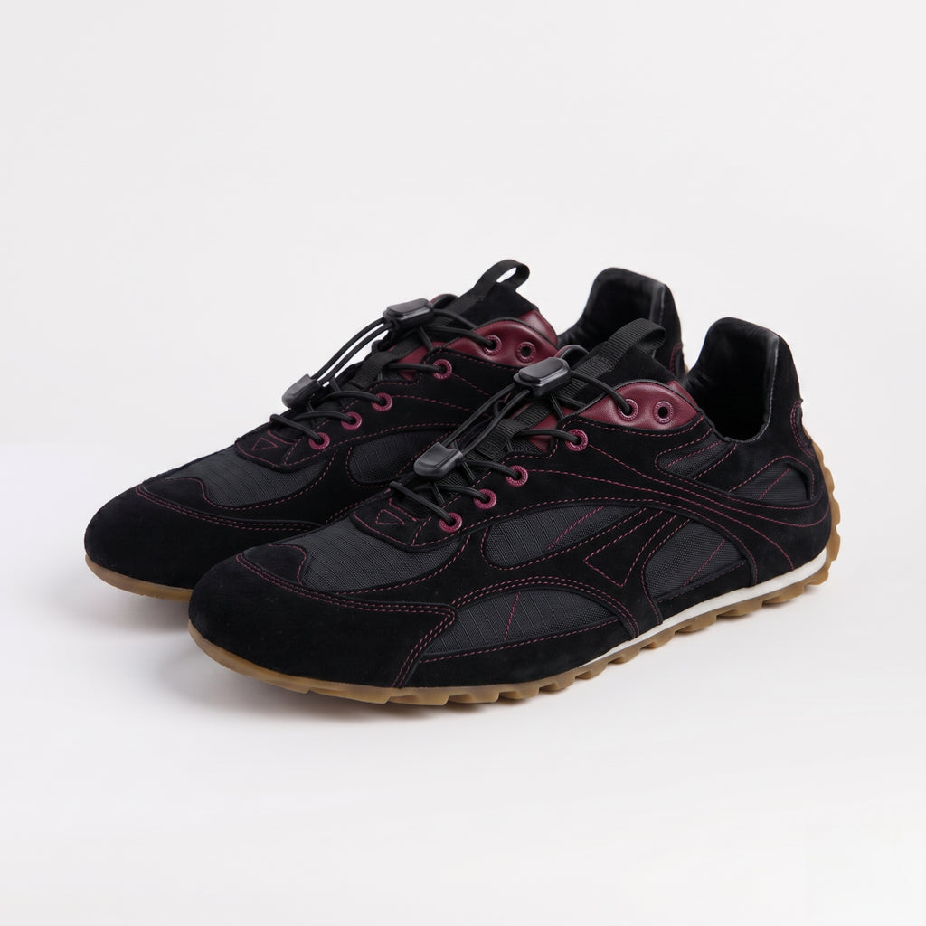 The Dual Stride Men's Black Suede & Mesh Performance Sneakers