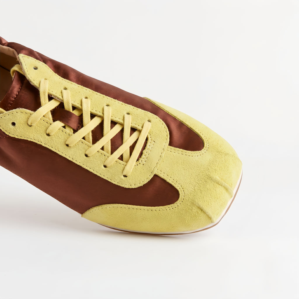 The Dual Stride Red Satin Suede Casual Sneakers