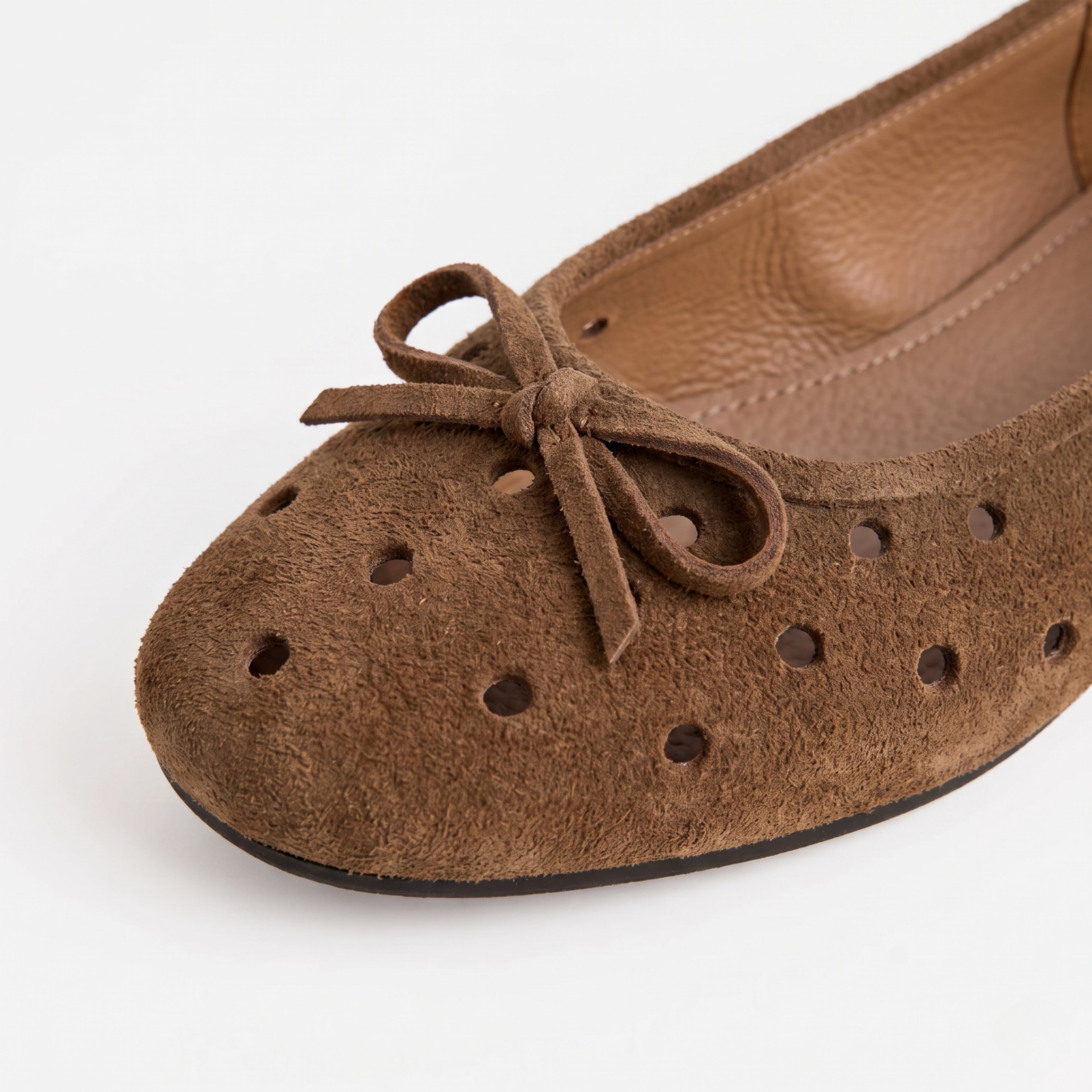 The Dual Stride Brown Suede Ballet Flats