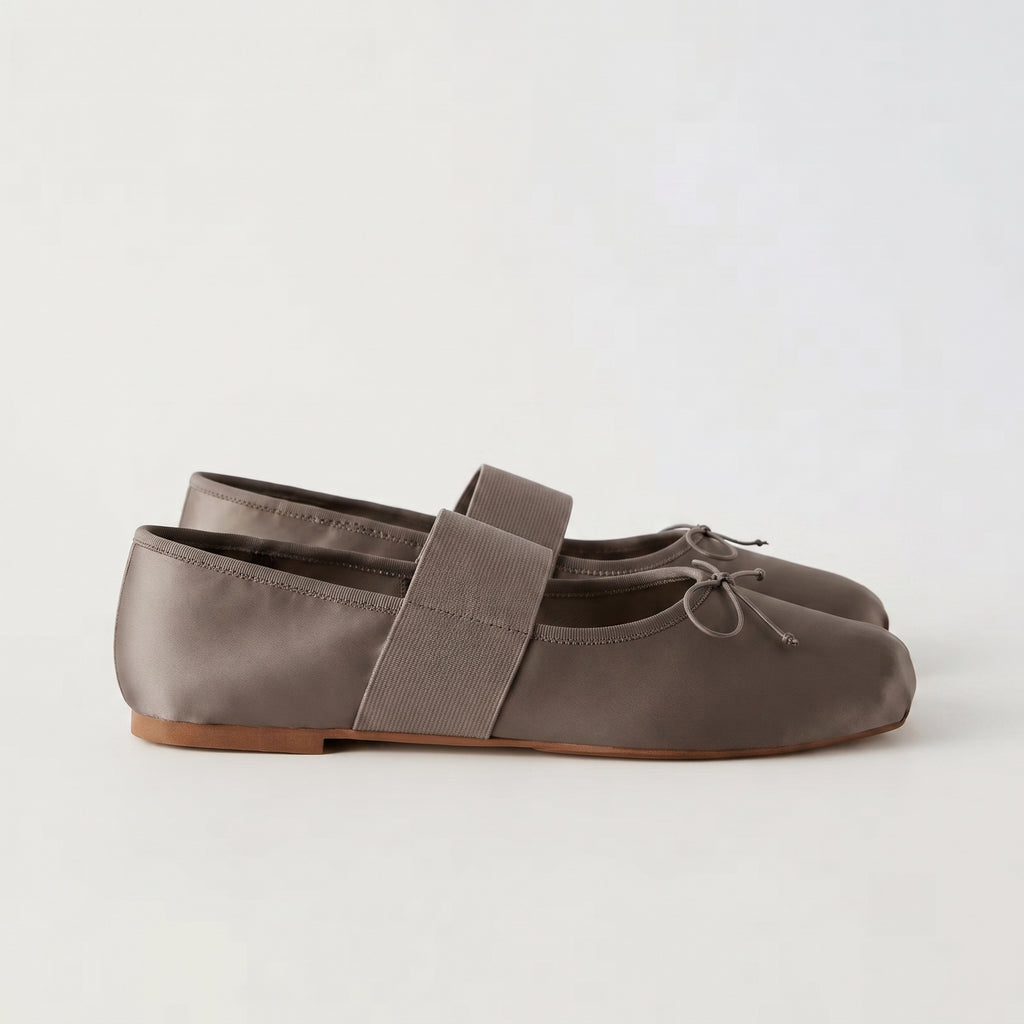 The Dual Stride Sliver Satin Mary Jane Ballet Flats