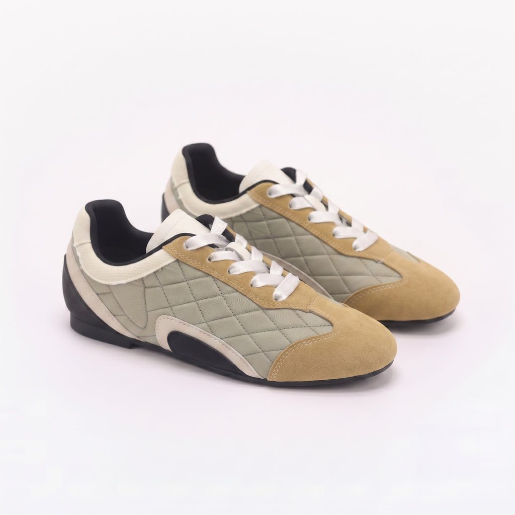 The Dual Stride Khaki Vintage Diamond pattern Casual Shoes