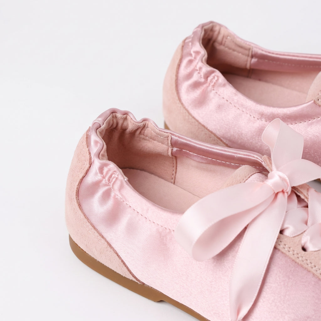 The Dual Stride Pink Satin Ribbon Ballet Sneakers