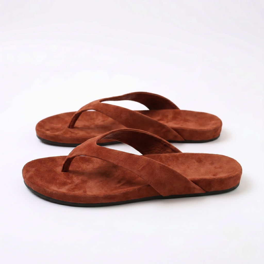 The Dual Stride Red Premium Suede Thong Sandals