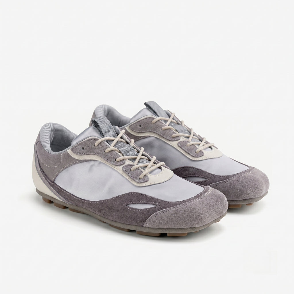 The Dual Stride Grey Square-Toe Minimalist Retro Trainer