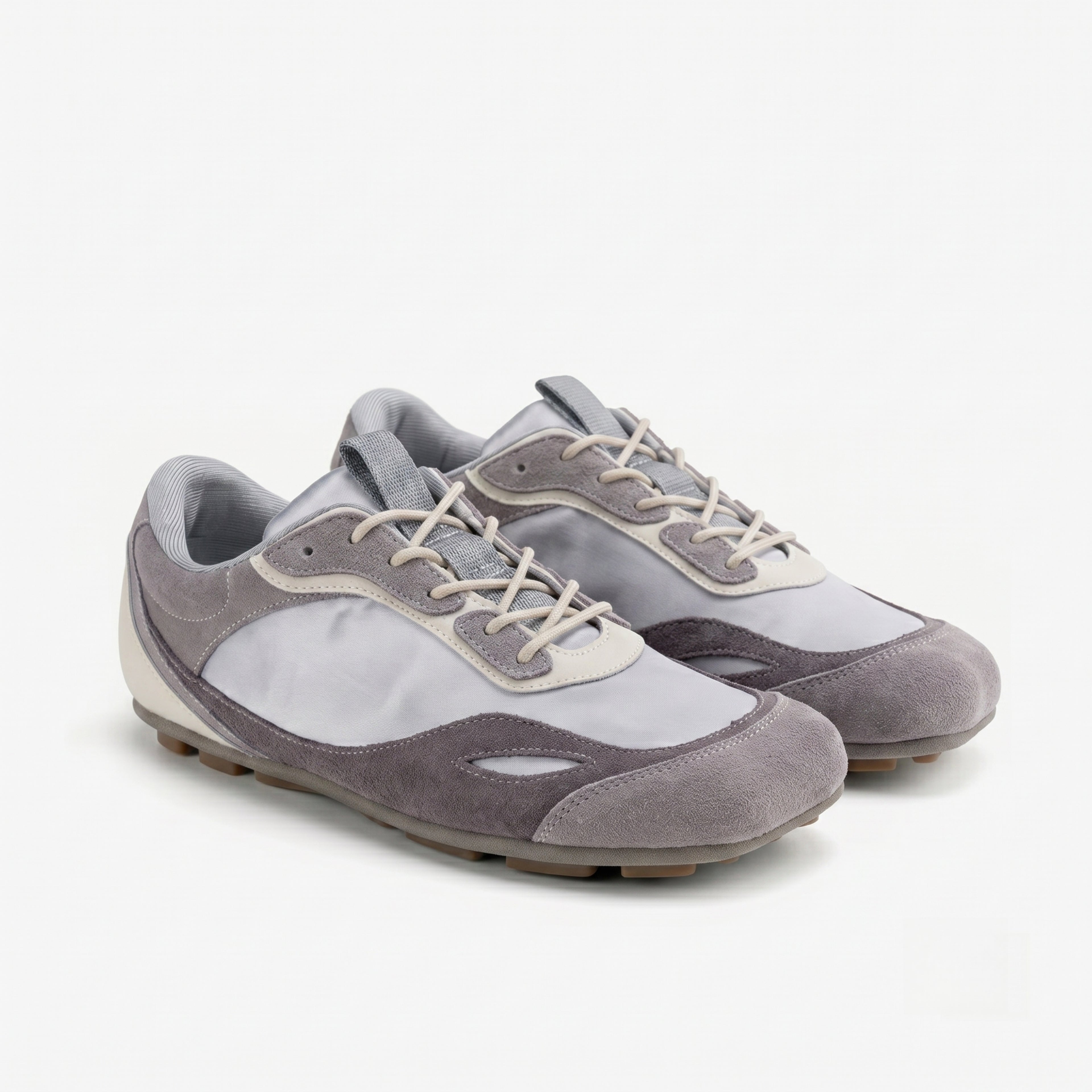 The Dual Stride Grey Square-Toe Minimalist Retro Trainer