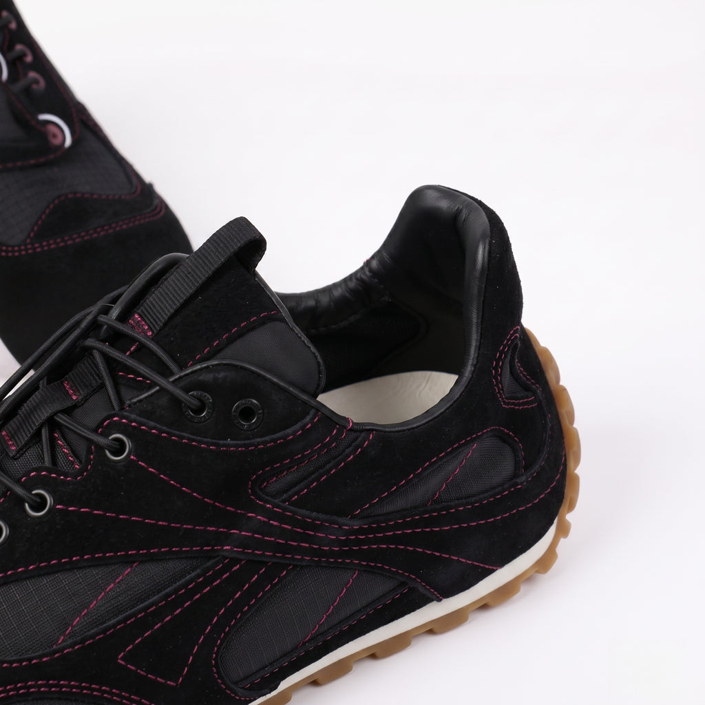 The Dual Stride Men's Black Suede & Mesh Performance Sneakers