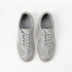 The Dual Stride Grey Sparkling Rhinestone Mesh Sneakers